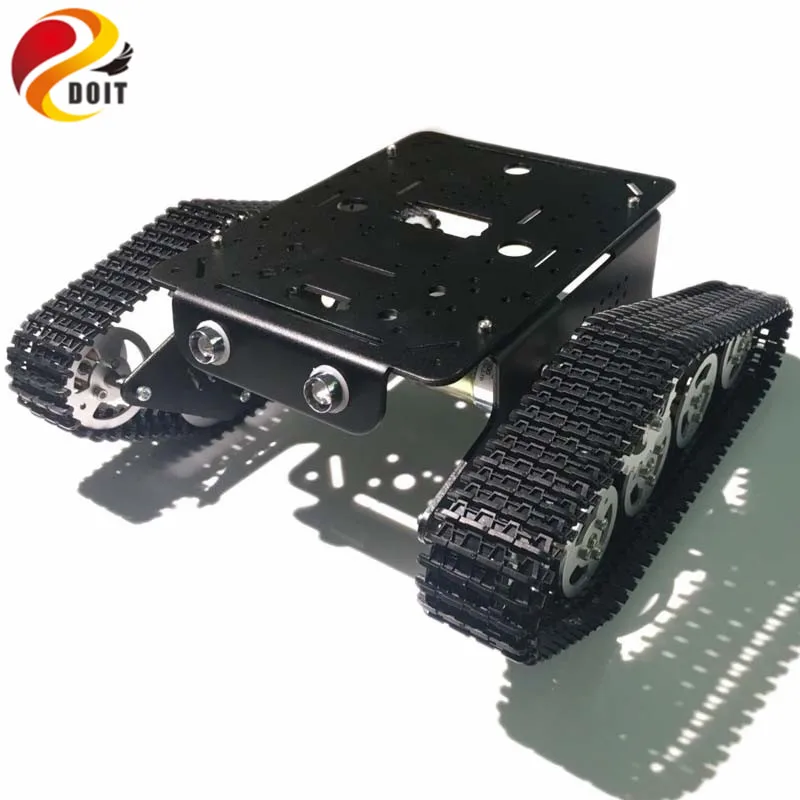 DOIT Tracked Tank Chassis Smart Robot Car Chassis with 12V 320RPM Motor Aluminum Alloy Frame/Chassis for Graduation Design DIY metal aluminum alloy robot tank chassis 37 motor strong power sk9