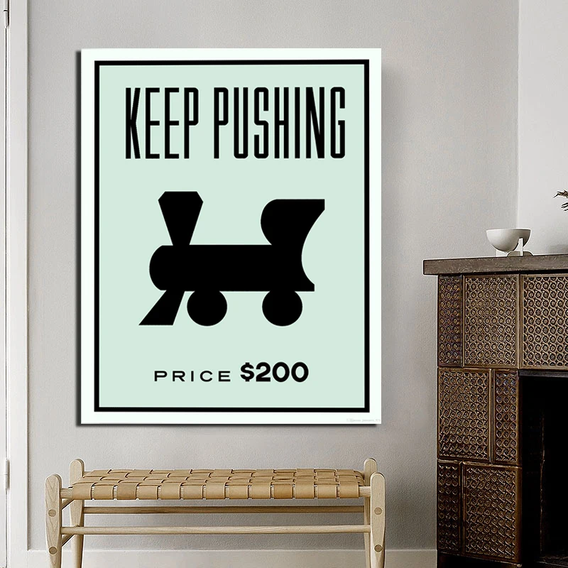 

Alec Monopoly Keep Pushing Canvas Painting Posters Prints Modern Wall Art Painting Pictures Framework For Living Room Home Decor
