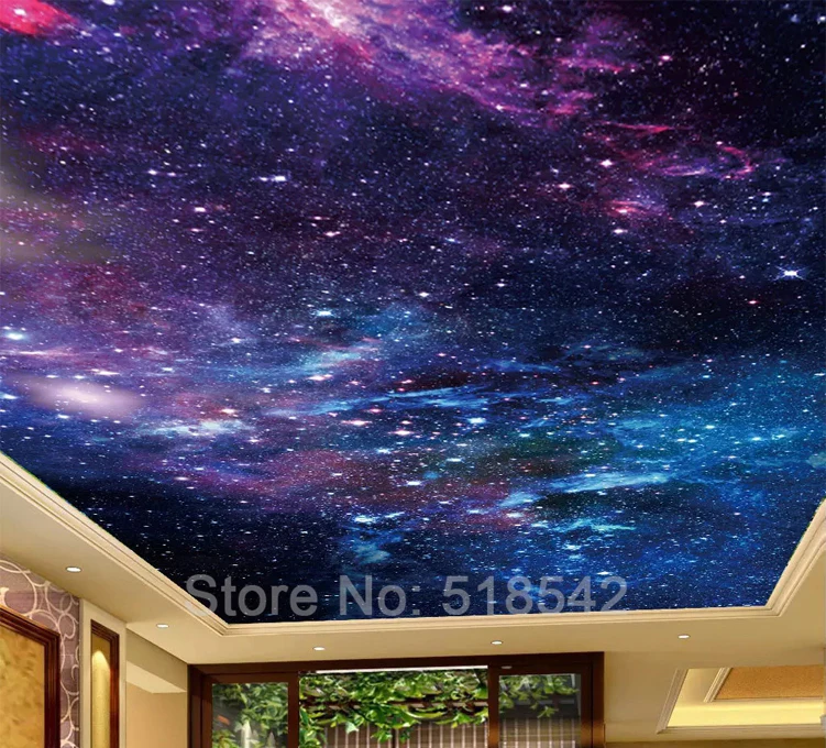 Пользовательские обои потолочные наклейки Фреска 3D красивое звездное небо гостиная спальня Зенит потолочное украшение настенная живопись искусство