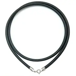 3 мм Черные Резиновые шнуры с 925 Серебряный застежками для кулон ожерелье ювелирных изделий Bijoux Оптовая продажа