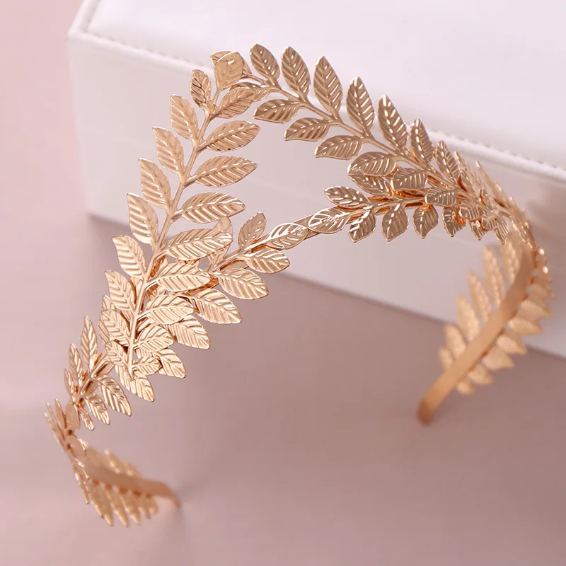 FORSEVEN Luxury Silver Color Gold Leaf Tiaras Crowns Bridal Hair Jewelry Women Headpiece Bride Wedding Accessories JL | Украшения и