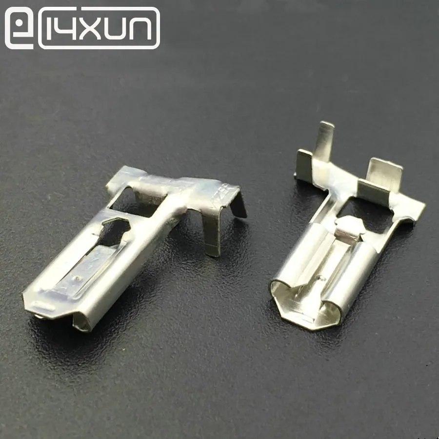 

EClyxun 10pcs/lot 6.3 the plug spring insulated terminal cold terminal Flag L Shape plug spring terminals with lock
