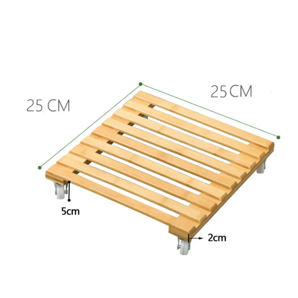 Домашний сад бамбуковые подвижные растения горшок тележка лоток квадратный Универсальный колеса горшках шасси база завод стенд# sx - Цвет: 25x25CM