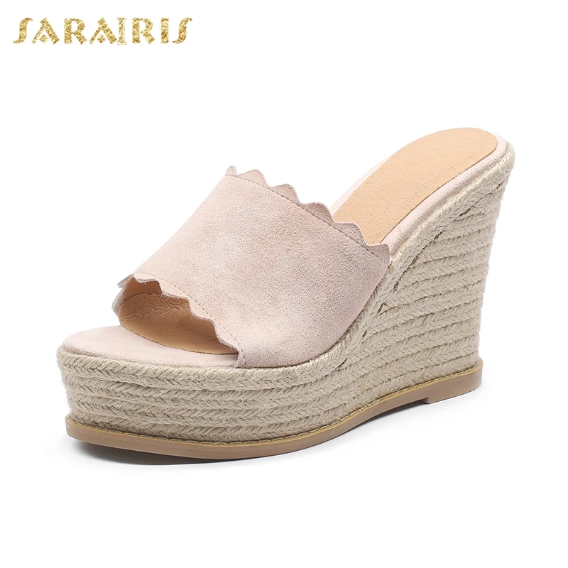 

SARAIRIS Platform Flock fashion Chic women's Shoes Big Size 41 Mature Office Lady women's Slippers