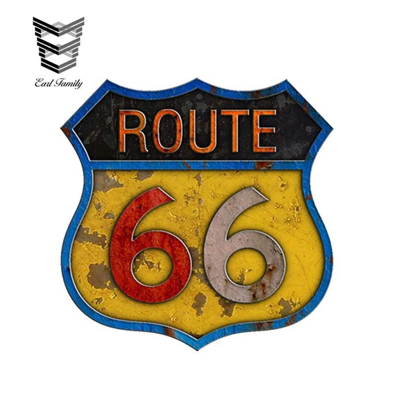 EARLFAMILY 13cm x 9.3cm Car Styling Route 66 Self Adhesive Vinyl Decal 3D Retro Sticker Graphics Waterproof Accessories | Автомобили и