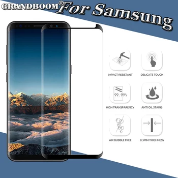 

1000pcs3D Curved Edge Tempered Glass Case Friendly For Samsung Galaxy Note 9 8 S9 S8 Plus S7 S6 Edge Screen Protector Guard Film