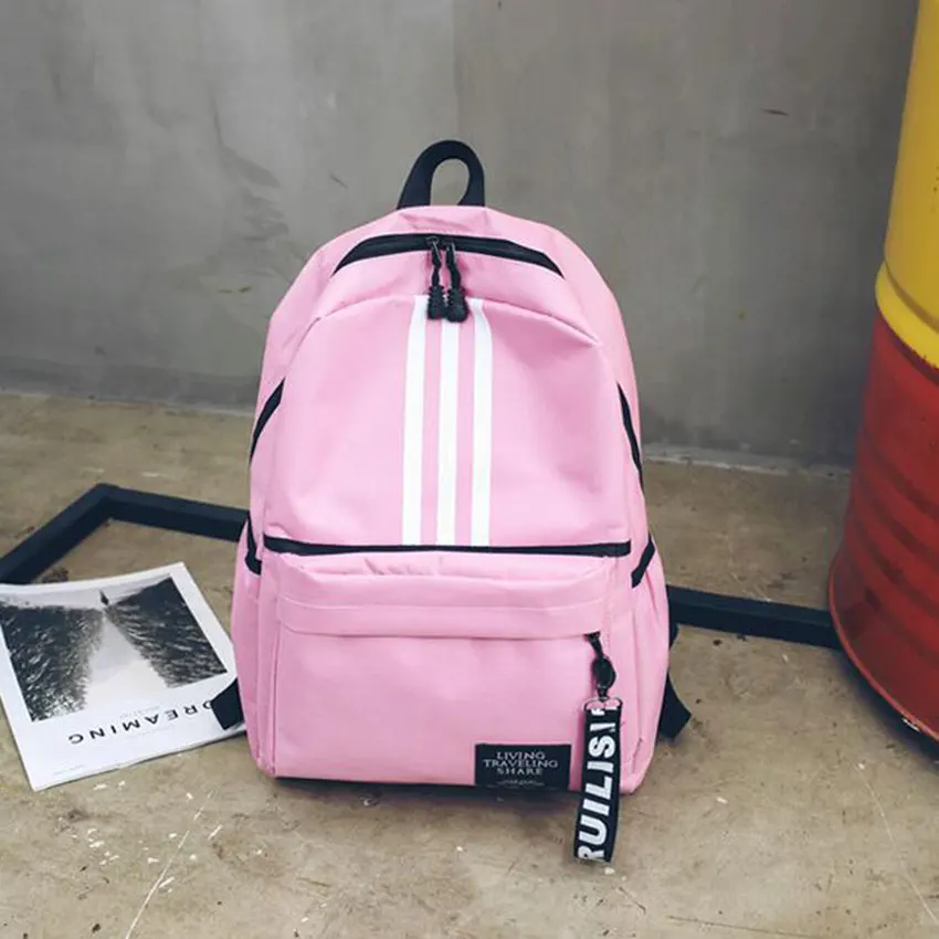 

Stripe Women Men Canvas Backpack School bag for teenager Boy girl Student Book back pack bag middle school daily outdoor pack