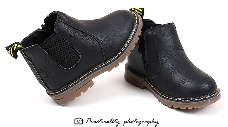 2018 Children Martin Boots Classic Style Plush Kids Boots Snow Pu Leather Warm Winter Shoes Rubber Falt Boys Girls Boots 569 (2)