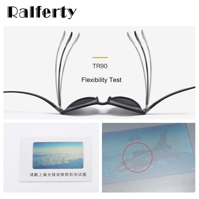 Ralferty поляризационные солнцезащитные очки для мужчин и женщин с круглым зеркалом водителя TR90 рамка TAC черный UV400 Солнцезащитные очки Рыбалка Oculos D0049