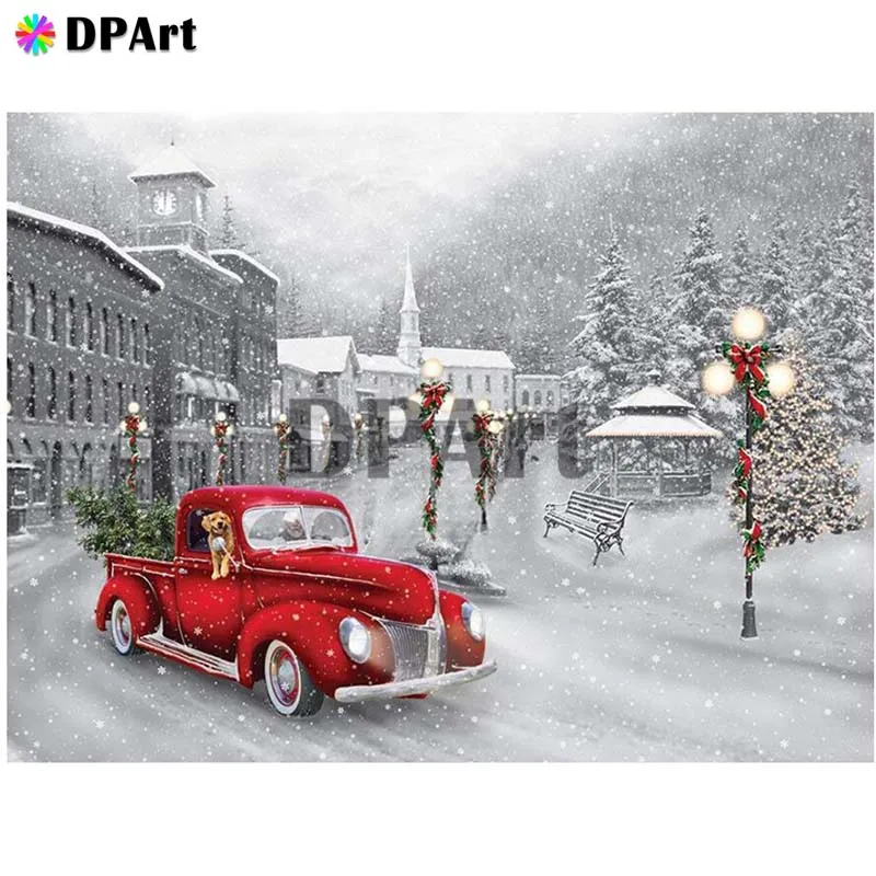 

Diamond Painting 5D Full Square/Round Drill Christmas Street Snow Car Daimond Embroidery Painting Cross Stitch Mosaic Pic M983