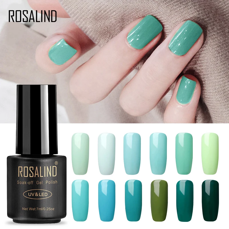 

ROSALIND 7ML Nail Polish Green color Series Nail Gel Polish Vernis Semi Permanent Nail Art Gel Nail Varnishes