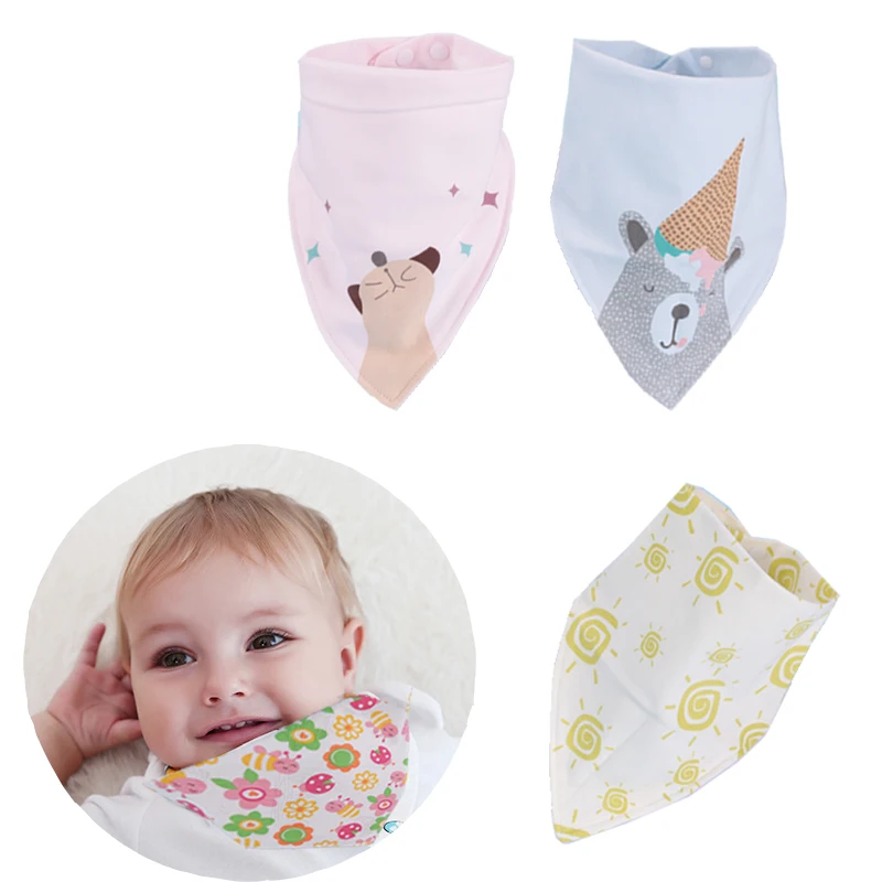 

Newborn Children's Things Baby Girl Bib Cartoon Cotton Triangle Bibs Baby Bandana Bows Animal Design Kids Infantil Burp Cloth