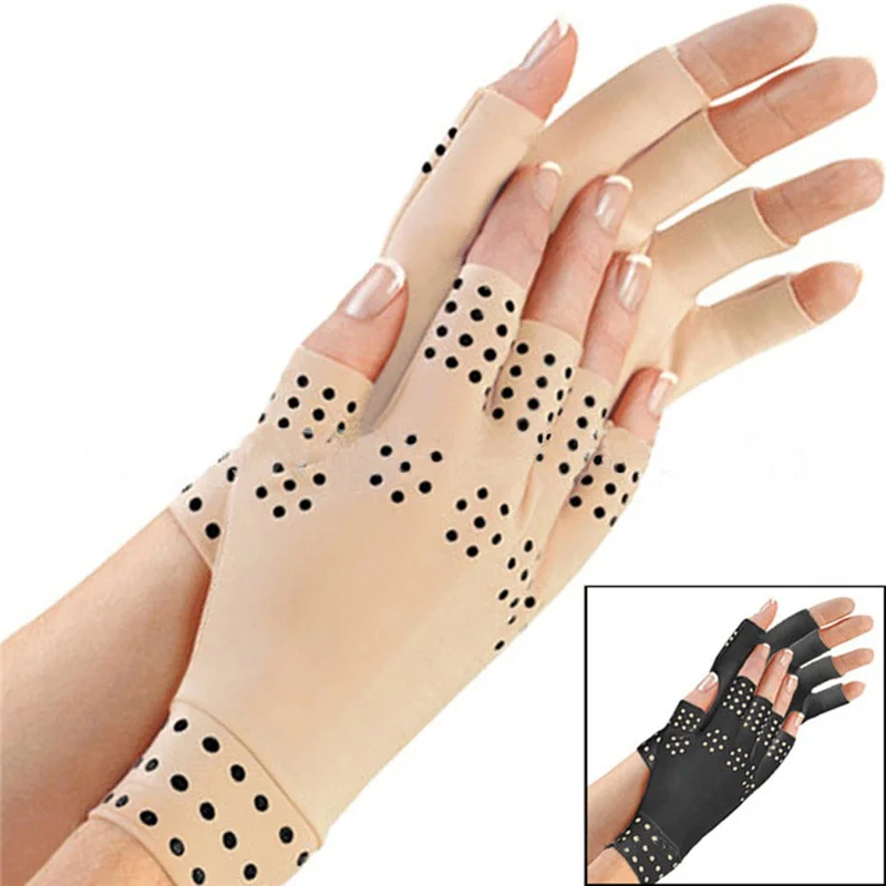 1 Pair Therapy Gloves Hand Massage Fingerless Gloves Arthritis