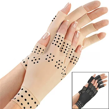 

1 Pair Magnetic Therapy Gloves Hand Massage Fingerless Gloves Arthritis Pain Relief Heal Joints Braces Supports Health Care Tool