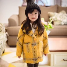 The children wear 2016 new winter coat female Korean Princess Plaid Wool Coat coat free shipping
