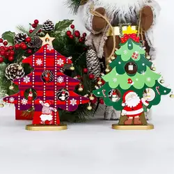 Мини Деревянный Merry Christmas Tree стол Декор Подвески Xmas елочные украшения Новогоднее украшение Happy Новый год домашнего декора подарки