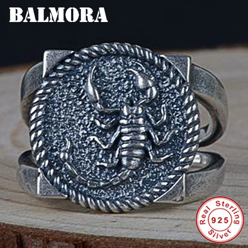 BALMORA 925 Sterling Silver Scorpion Animal Open Rings for Men Thai Silver Ring Square Retro Fashion Jewelry Anillos SY22376 цена BALMORA 925 Sterling Silver Scorpion Animal Open Rings for Men Thai Silver Ring Square Retro Fashion Jewelry Anillos SY22376 цены онлайн