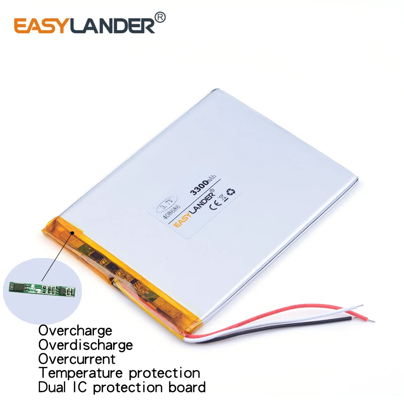 3 шт./лот 7 v литий полимерная аккумуляторная батарея 408686 3300MAH для PDA Vedio игры andorid