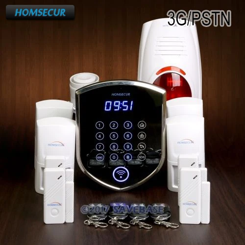 

HOMSECUR Wireless&wired WCDMA 3G Burglar Intruder Alarm System With Touch Keypad