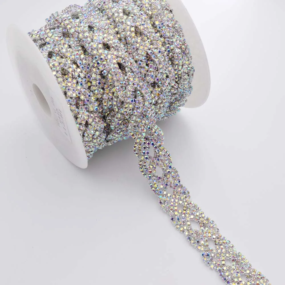 DIY 5yards Crystal AB color Glass Rhinestone Chain Wedding Dress