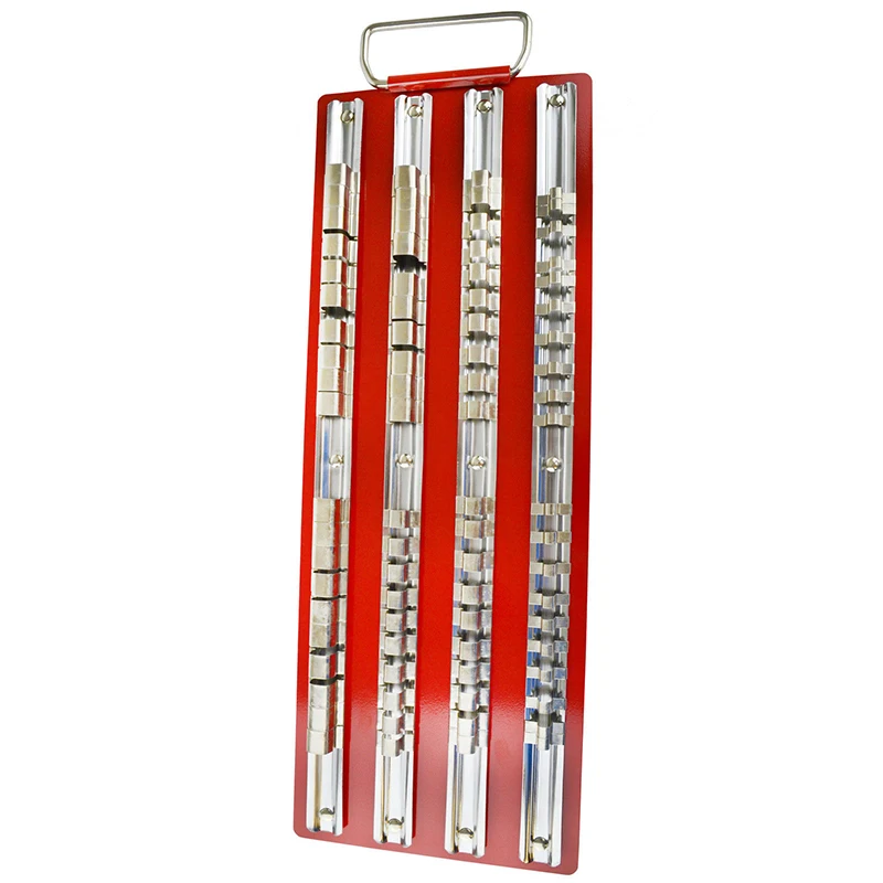 

80 Sockets Tray Rack Holds Socket Set 1/4'' 3/8'' 1/2''Rail Tools Organizer Hold