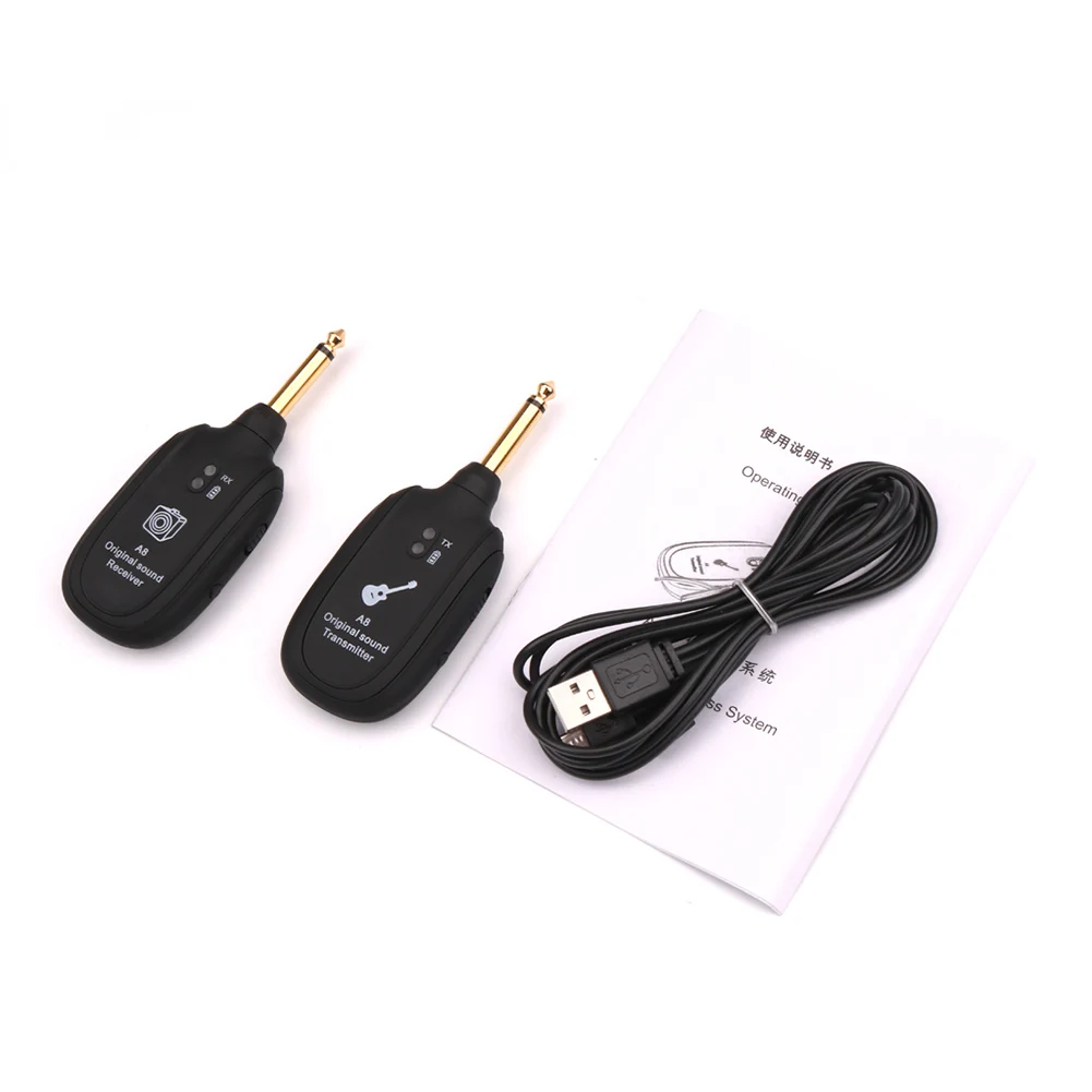 

NEW UHF Wireless Guitar Transmitter Receiver System Rechargeable Battery 50M Transmission Range