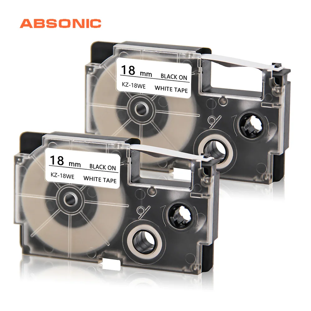 Absonic 2 шт. XR-18WE 18 мм черный на белом фоне EZ и нашивкой в виде буквы Лента картридж