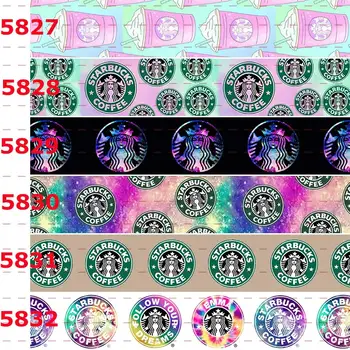 

New 50 yards famous coffe store ribbon cartoon printed grosgrain ribbon 5827