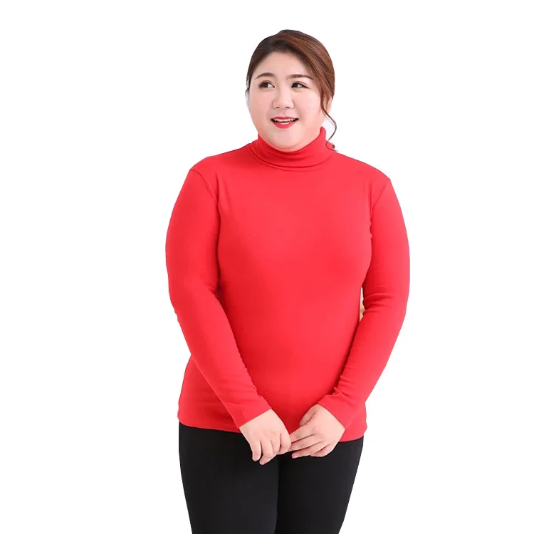 Супер размер женский толстый мм Высокий воротник Нижняя рубашка 100 кг термобелье с длинными рукавами футболка женские колготки пижамы