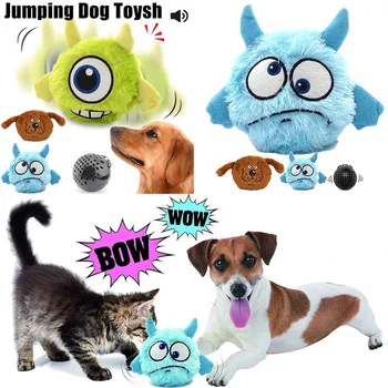 

2019 New 1PCS Pet Toys Automatic Poppy Dog Squeak Toys Plush Jumping Giggle Ball Interactive Shake Screening Toy Pet Supplies