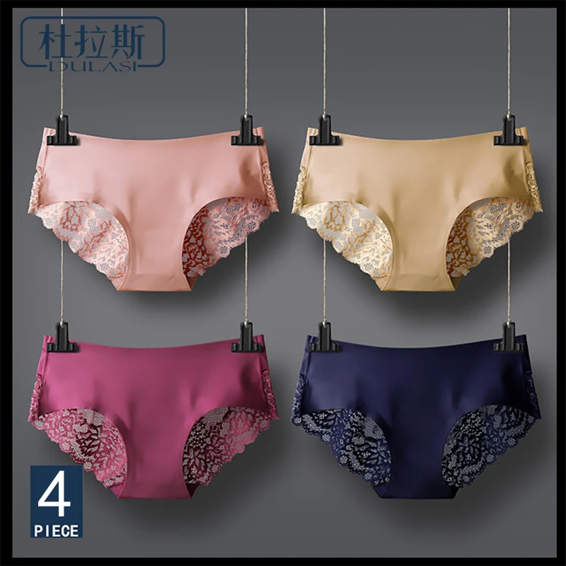 Transparent Women Underwear Lace Underpants Cotton Panties Ice Silk Briefs