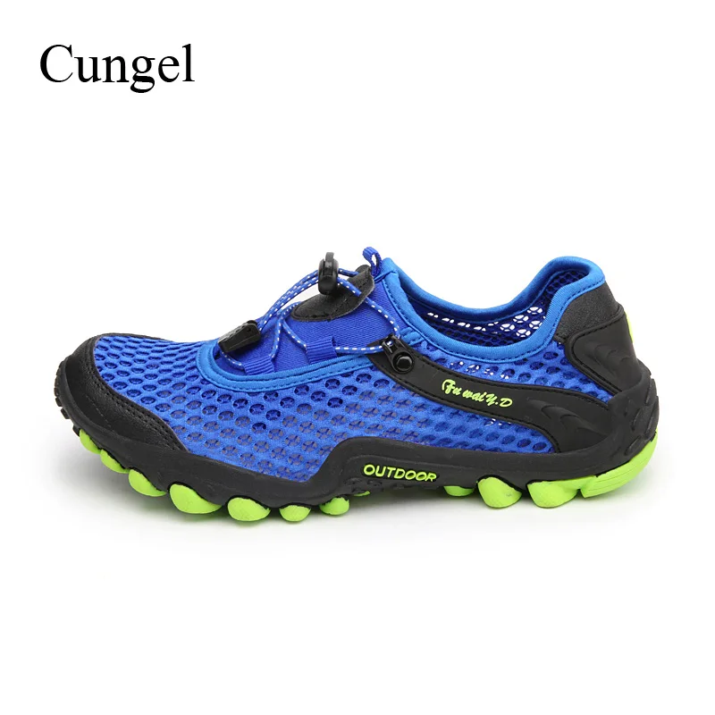 Весенне-летние мужские кроссовки, уличная походная дышащяя обувь, клетчатый дизайн, сетчатая обувь с низким верхом, противоскользящая походная обувь для альпинизма - Цвет: Blue