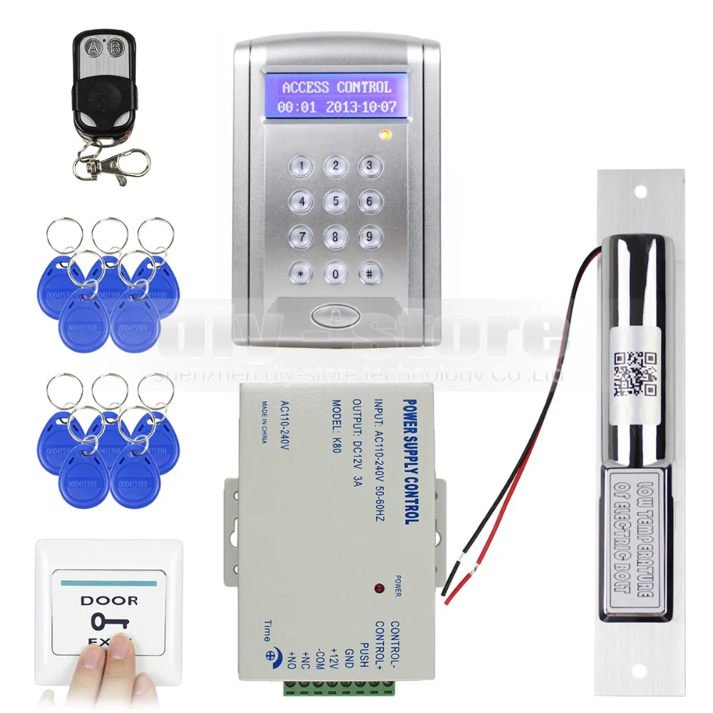 

DIYSECUR Remote Controlled RFID Access Control Door Lock System Kit +Electric Bolt Lock Security System with Doorbell Button