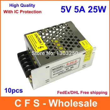 

10pcs/Lot 5V 5A 25W Switching Power Supply Driver Switching For LED Strip Light Display 110V/220V DHL free shipping
