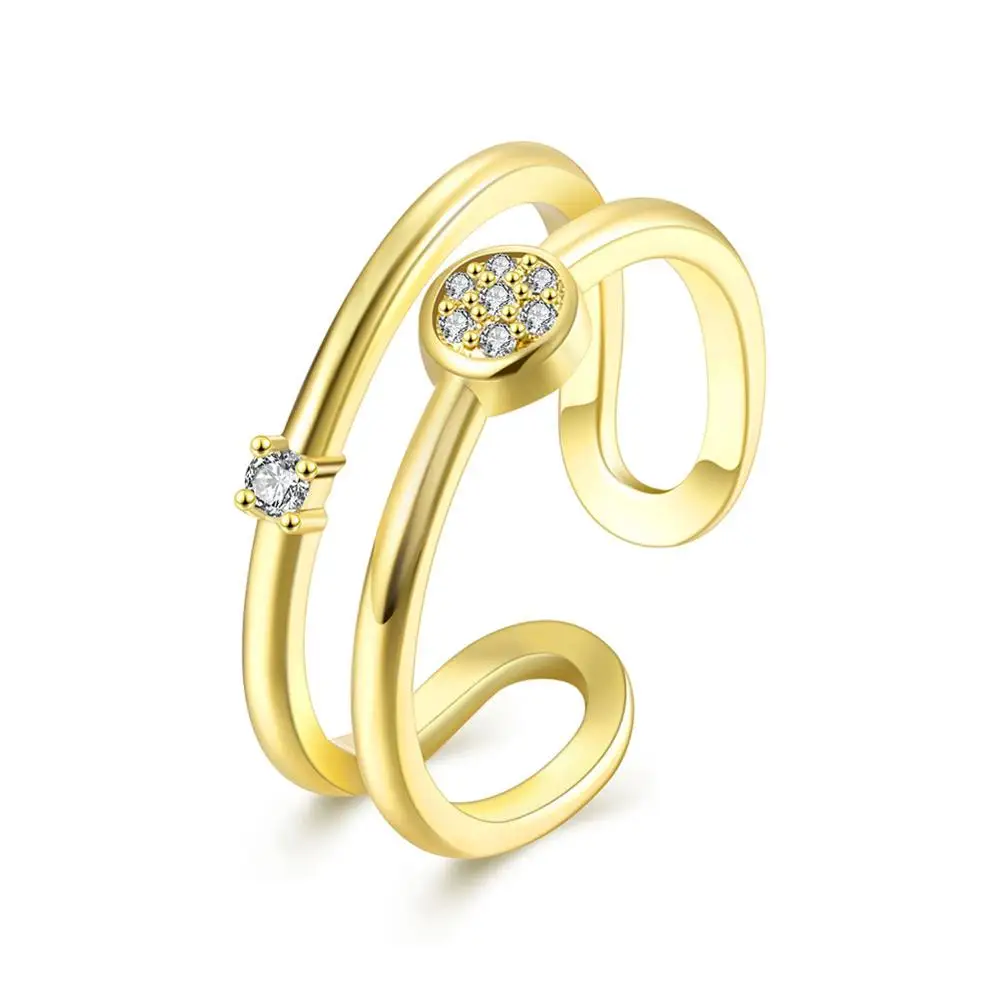 Модное Ювелирное кольцо для женщин, вечерние, розовое, золотистое, с разрезом Кафф кольцо на палец, свадебное, Австрийское, хрустальное кольцо - Цвет основного камня: 18K GOLD RINGS