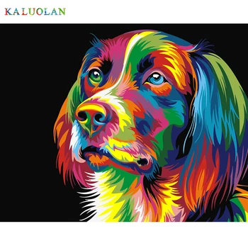 

Frameless picture on wall acrylic oil painting by numbers Animal abstract dog drawing by numbers gift paint by numbers 40X50CM