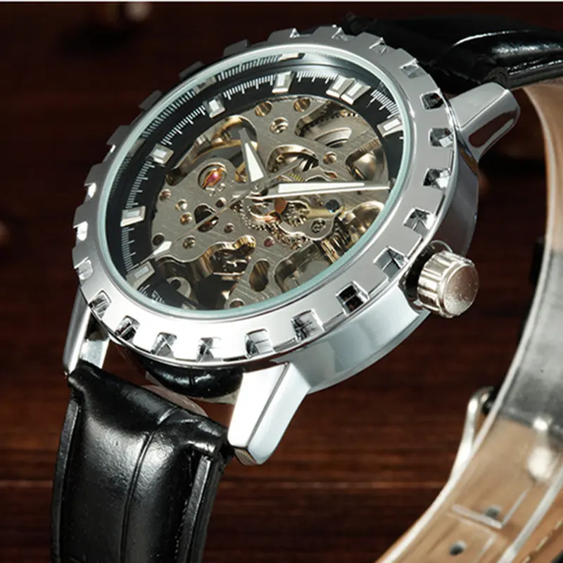 

WINNER Luxury Brand Mechanical Watches Men Skeleton Dial Clock Roman Casual Wristwatches Relogio Men Mechanical Hand Wind Watch