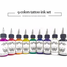 9 шт. 30 мл профессиональные чернила для татуировки 9 набор цветов 1 унций 30 мл/бутылка пигмент для татуировки набор модный макияж косметические инструменты чернила