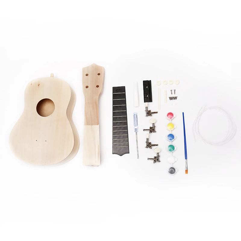 21 Inch Ukulele Kit Simple Hawaii Guitar Handwork Support Painting Children
