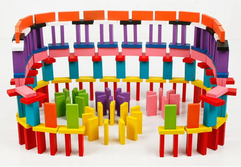 100 шт многоцветные домино блоки деревянные классические игрушки домино деревянные строительные блоки развитие умственных способностей игрушки для детей