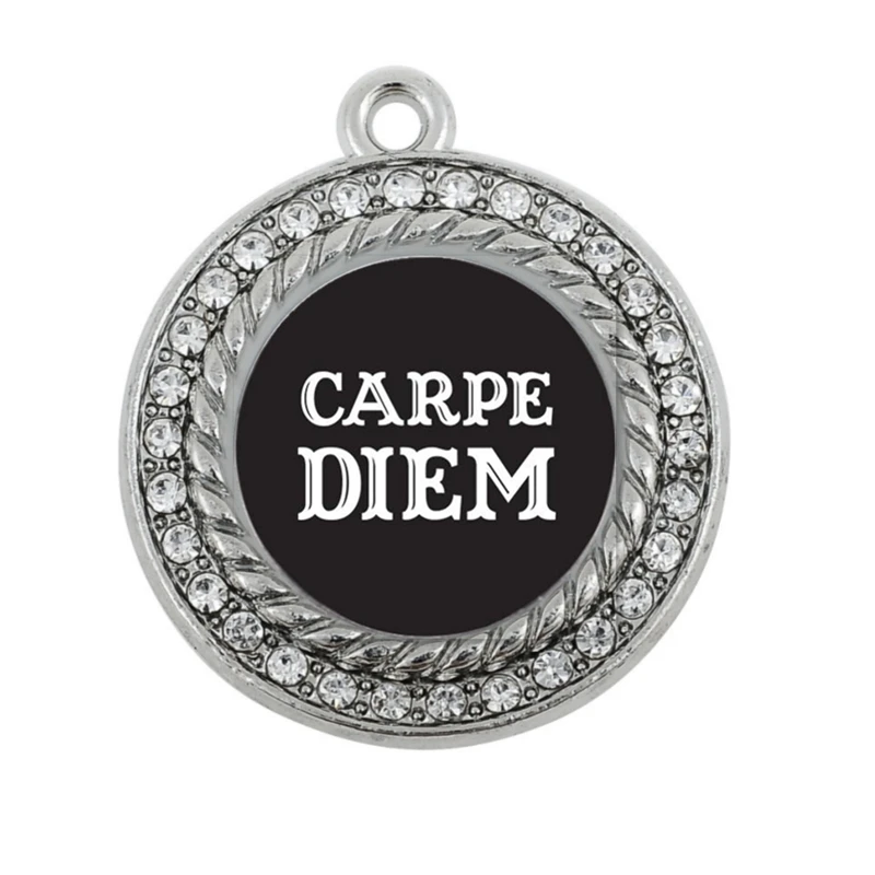

CARPE DIEM CIRCLE CHARM ANTIQUE SILVER PLATED JEWELRY