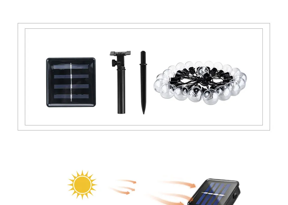 Solar Garland LED String Light Balls Outdoor Party Wedding Garden Light Chain (4)