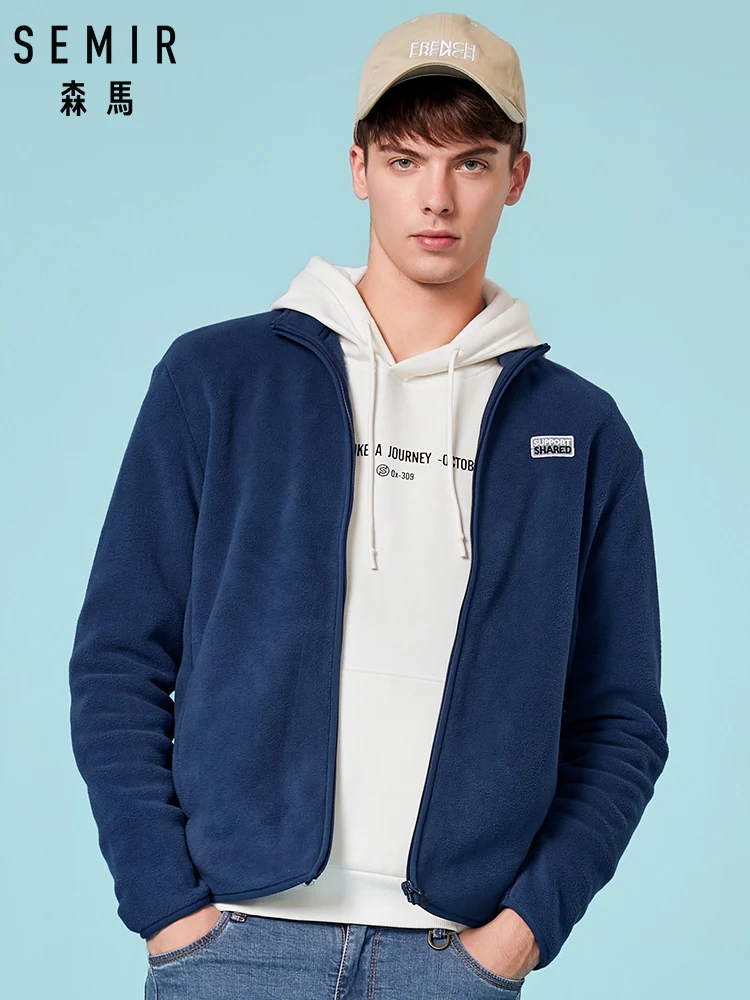 SEMIR мужская флисовая куртка с длинными рукавами воротником стойкой повседневная