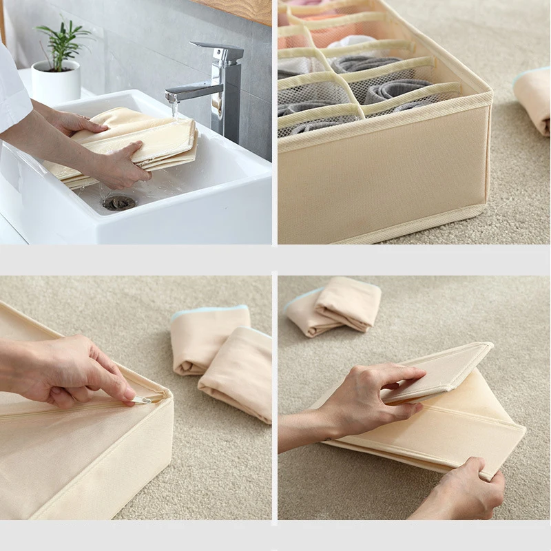 luluhut washable underwear storage box foldable 7 16 24 grids bras socks drawer organizer Multi-function home storage organizer