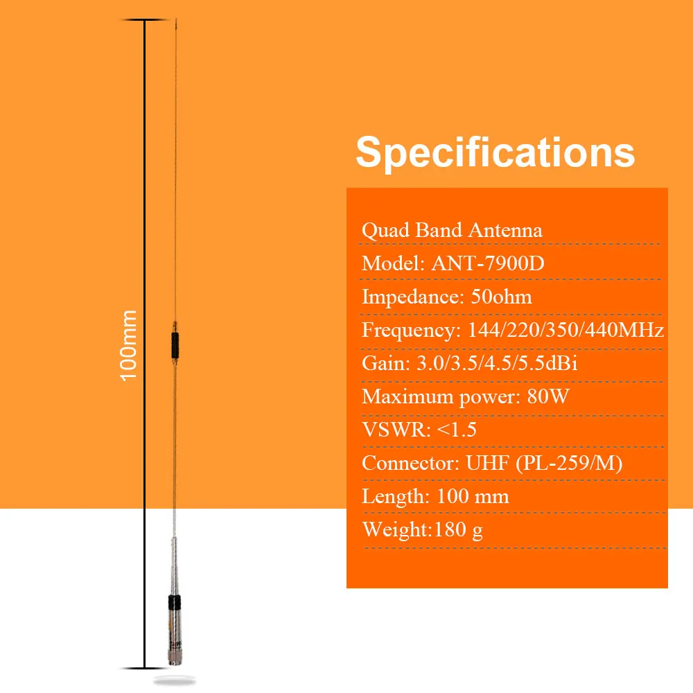 Четырехполосная антенна 144/220/350/440 МГц для QYT KT-7900D мобильное радио высокое качество антенна для автомобильного радиоприемника