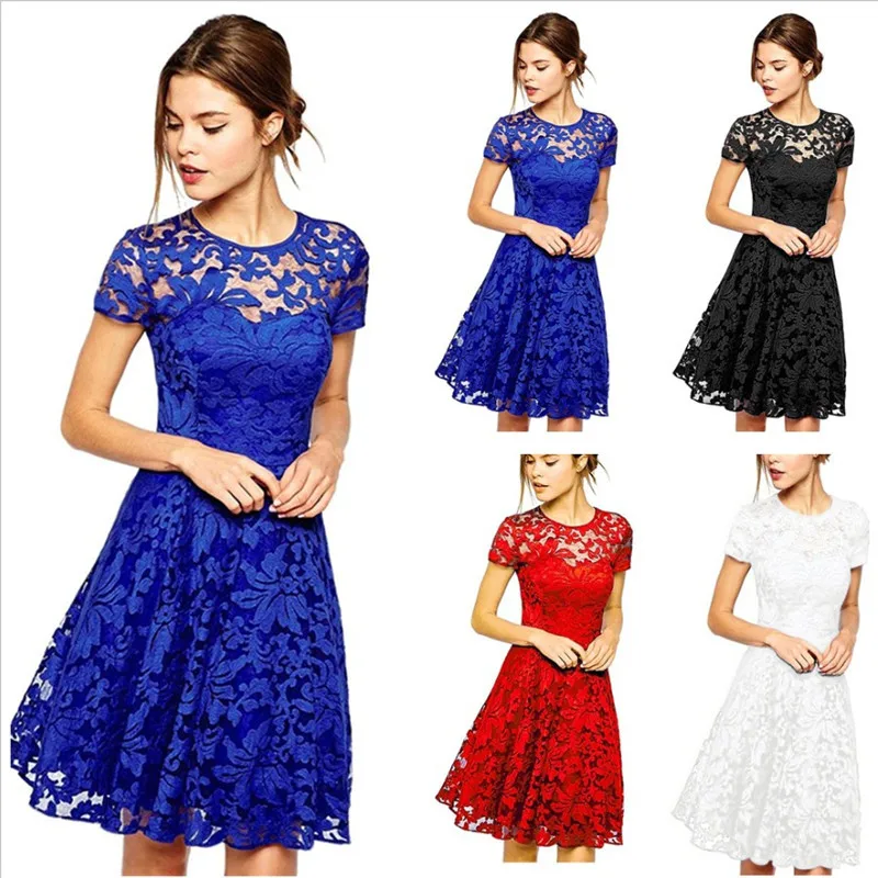 Платье размера плюс, женское элегантное милое кружевное платье, сексуальные вечерние облегающие летние платья принцессы красного и синего цвета NS8985
