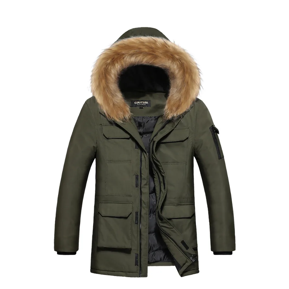 

Plus Size 3XL Men Hooded Fur Collar Winter Parka Army Style 128