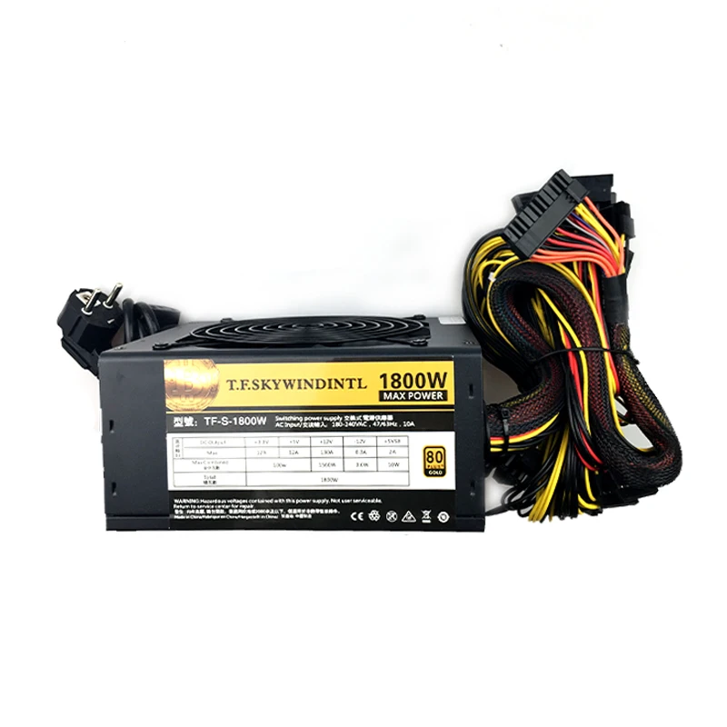 1800W блок питания ATX ETH ZCASH Шахтер Питание 12V 125A Asic Майнер биткоинов для p104 p106 RX 470/480