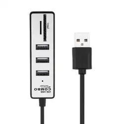 Устройство чтения карт USB Портативный 3 Порты 480 Мбит/с USB2.0 концентратор комбо с SD/устройство для считывания с tf-карт сплиттер адаптер