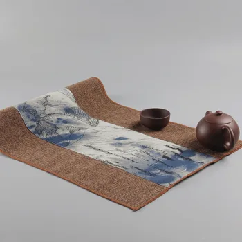 

Handmade tea matsChinese Table Runner Retro National Style For Kung Fu Tea High-Quality Chinese Crafts Linen Tea Mat
